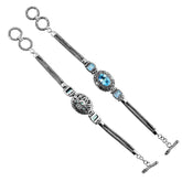 SB-1979-BT Sterling Silver Bracelet With Blue Topaz Q. Jewelry Bali Designs Inc